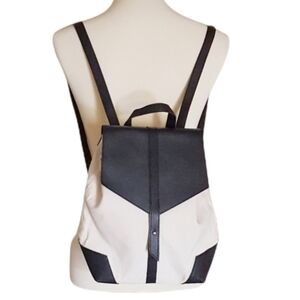 Deux Lux - Cream & Black Demi Canva &‎ Leather Backpack